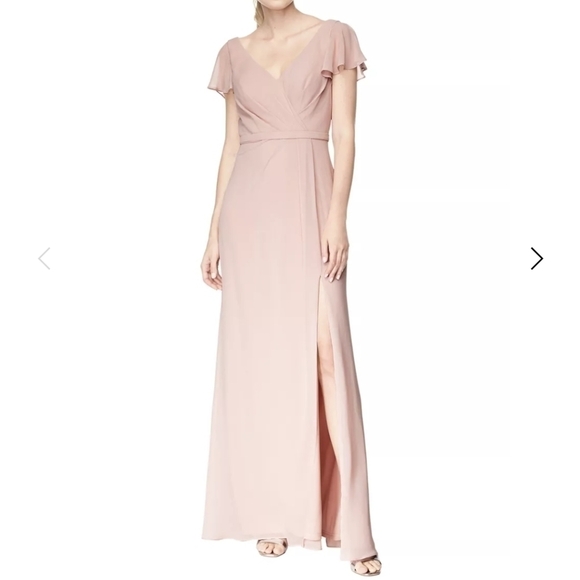 BILL Levkoff Blush Pink Chiffon Gown 10 - Picture 1 of 16